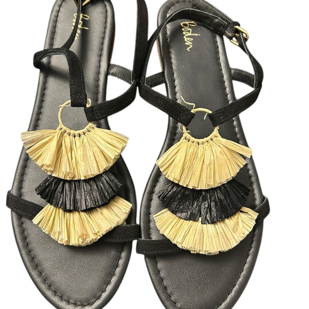 Boden Sarah black fringe sandals Size 42 or 10 1/2